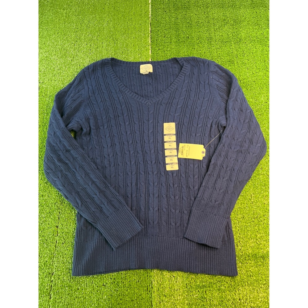 NWT St John's Bay Women's XL V-Neck Long Sleeve‎ Cable Knit Pullover Sweater